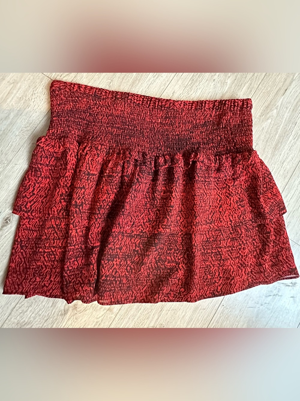 Michael Kors Red and Black Tiered Mini Skirt